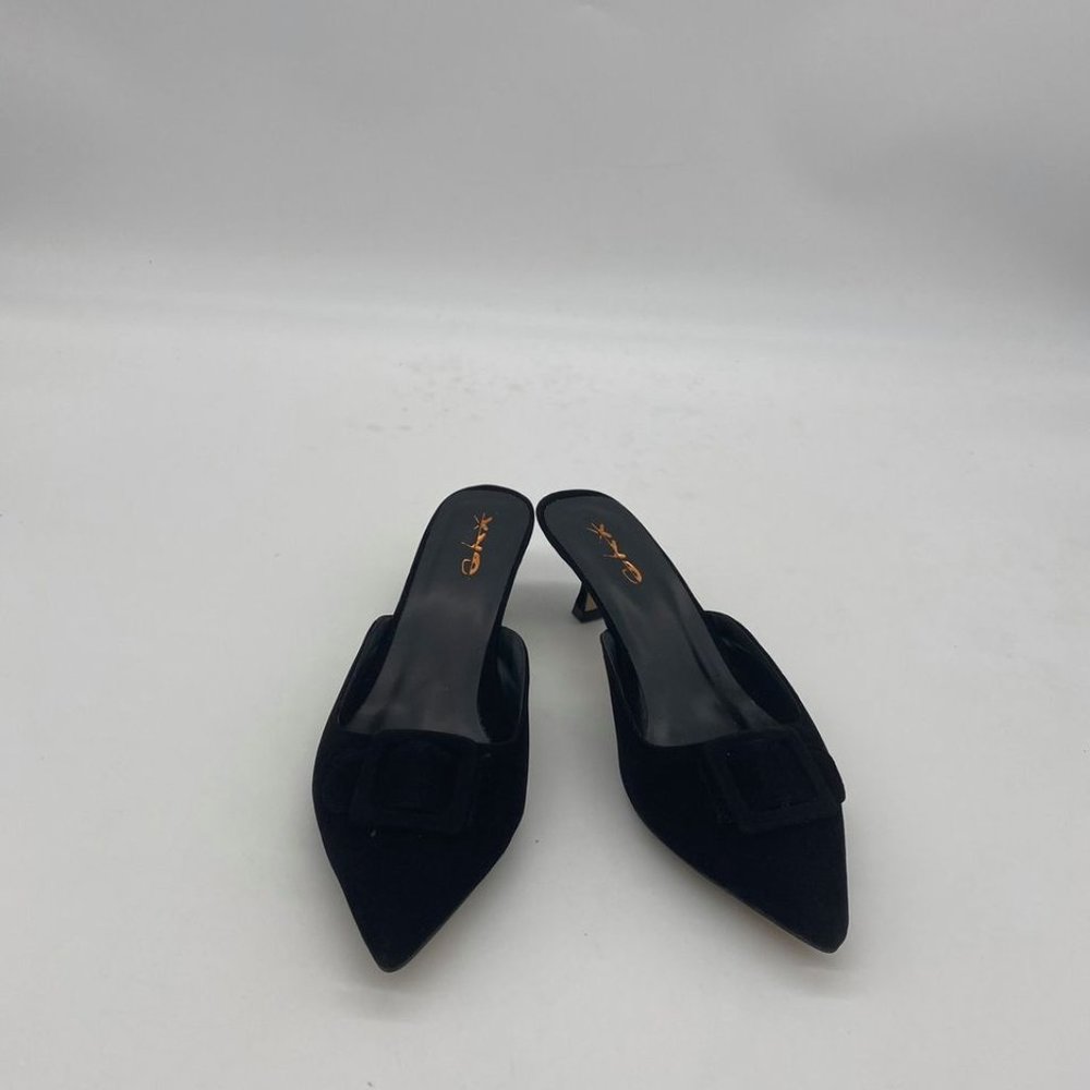 XYD Black Mules with Buckle Detail